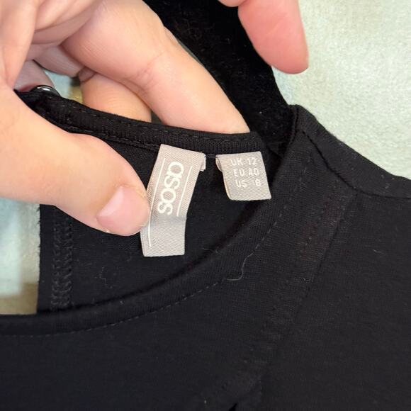 Asos Wrap Maxi Maternity Dress Womens 8 Black Surplice Long Sleeve Slit Evening - Picture 9 of 9